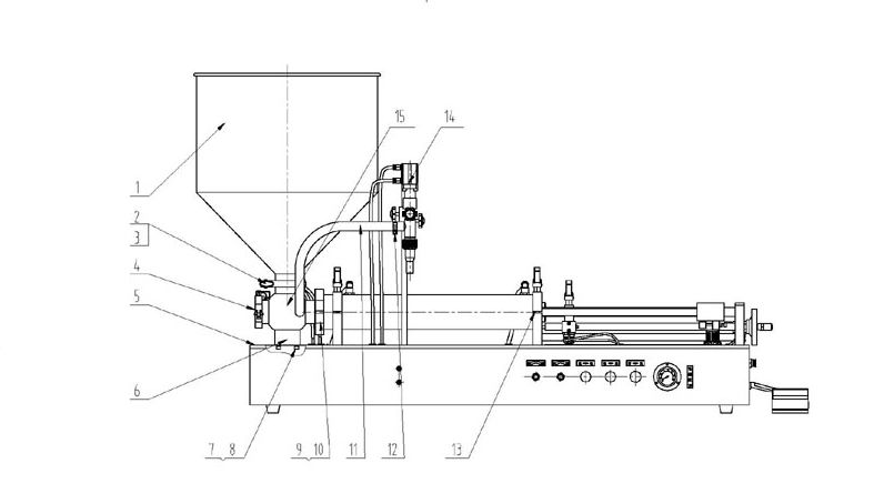 雙頭膏體灌裝機剖面圖